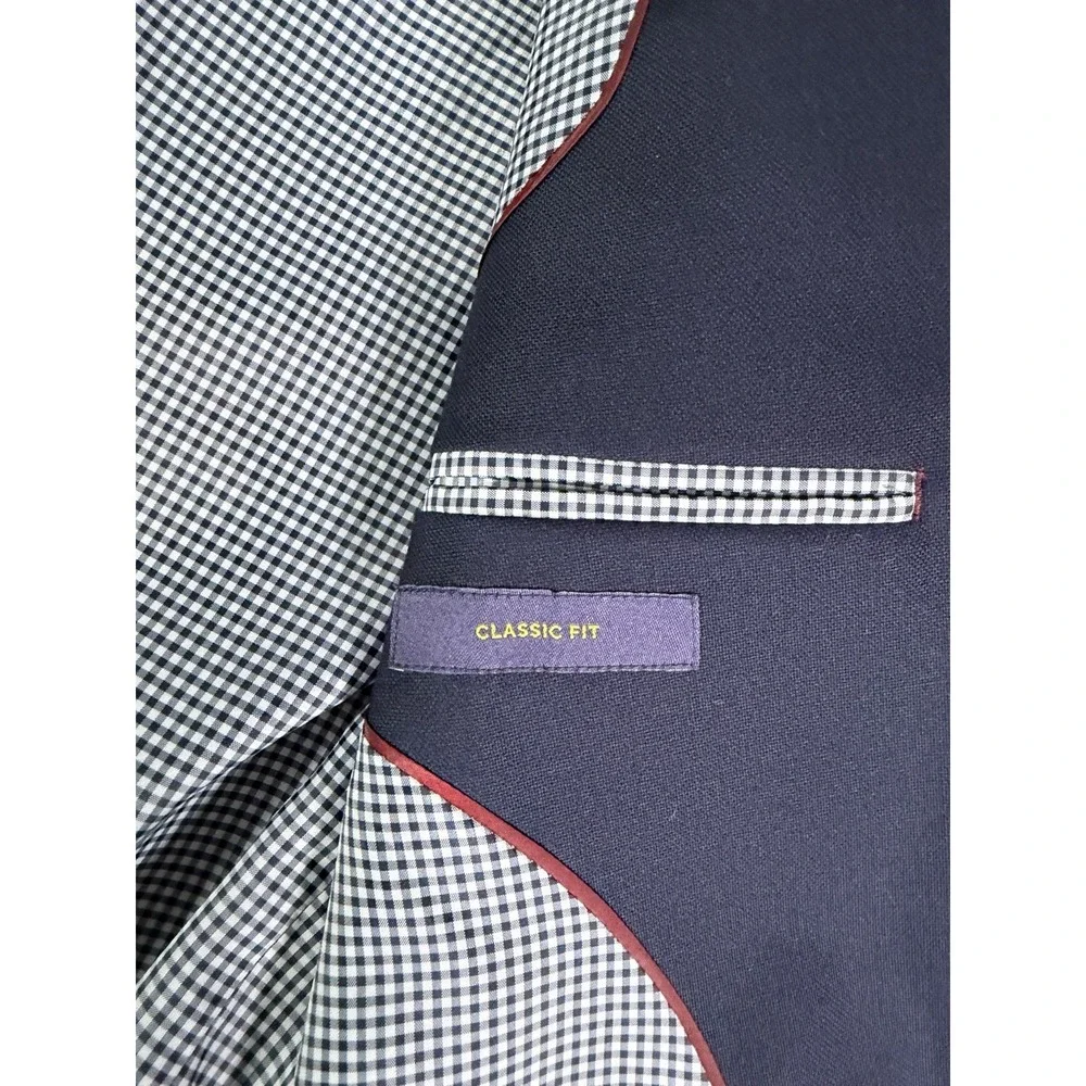 Stafford Wool Blazer Mens 44L Navy Blue 2 Gold Button Classic Fit Executive Coat